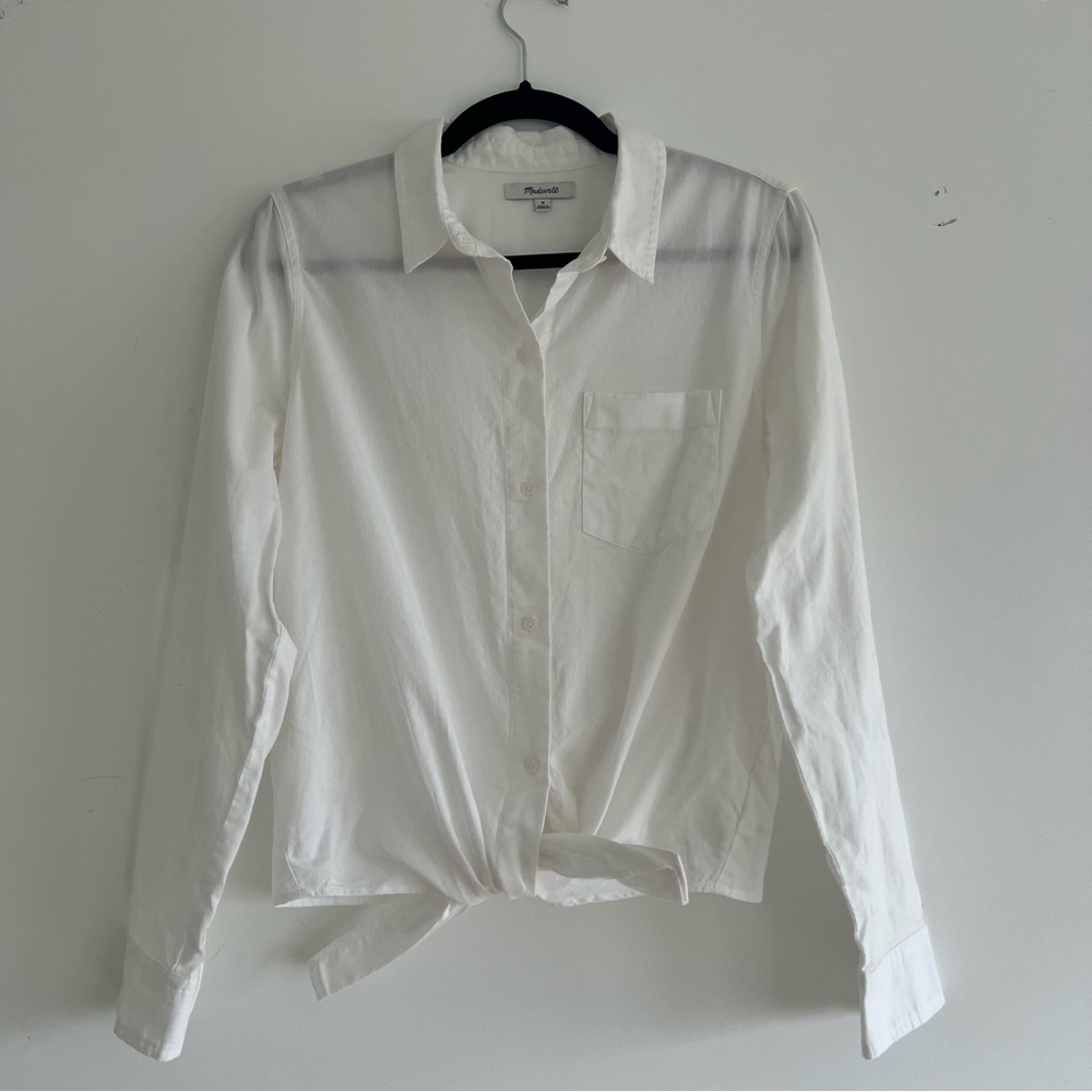Madewell 100% Cotton White Tie-Front Shirt Womens M